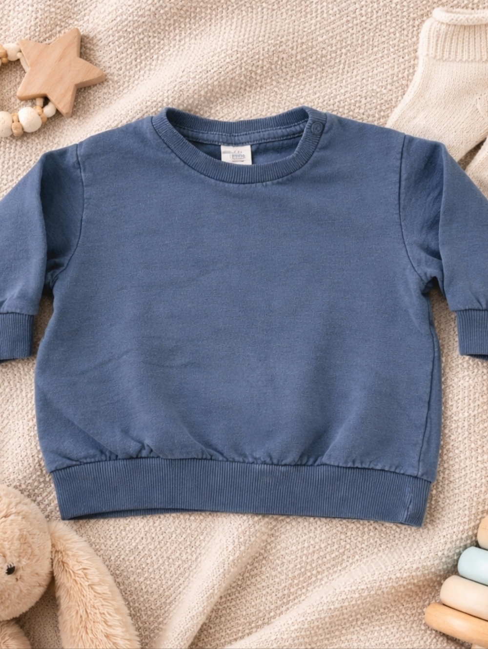 🩵 NWOT Organic Cotton Baby Sweatshirt | H&M 6M | Cozy Blue Essential